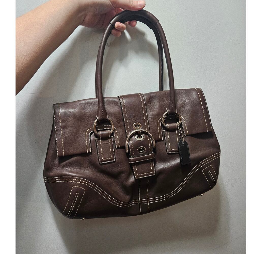 Vintage Coach Soho Hamptons Flap Satchel 8A11 Brown Leather Y2K 2006